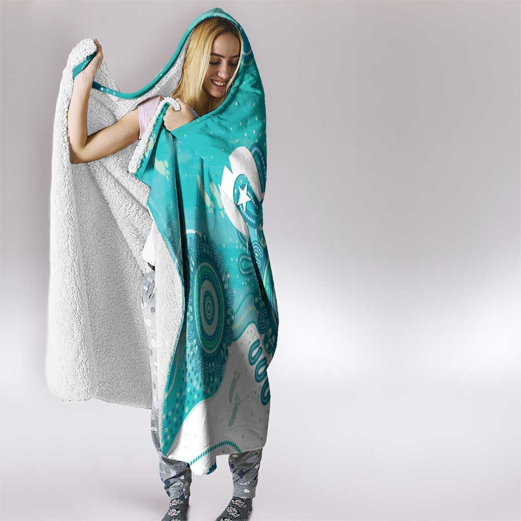 NAIDOC Week 2026 Hooded Blanket 50 Years Deadly Dhari Cyan Aboriginal Art