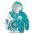 NAIDOC Week 2026 Kid Hoodie 50 Years Deadly Dhari Cyan Aboriginal Art