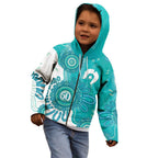 NAIDOC Week 2026 Kid Hoodie 50 Years Deadly Dhari Cyan Aboriginal Art