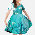 NAIDOC Week 2026 Kid Short Sleeve Dress 50 Years Deadly Dhari Cyan Aboriginal Art