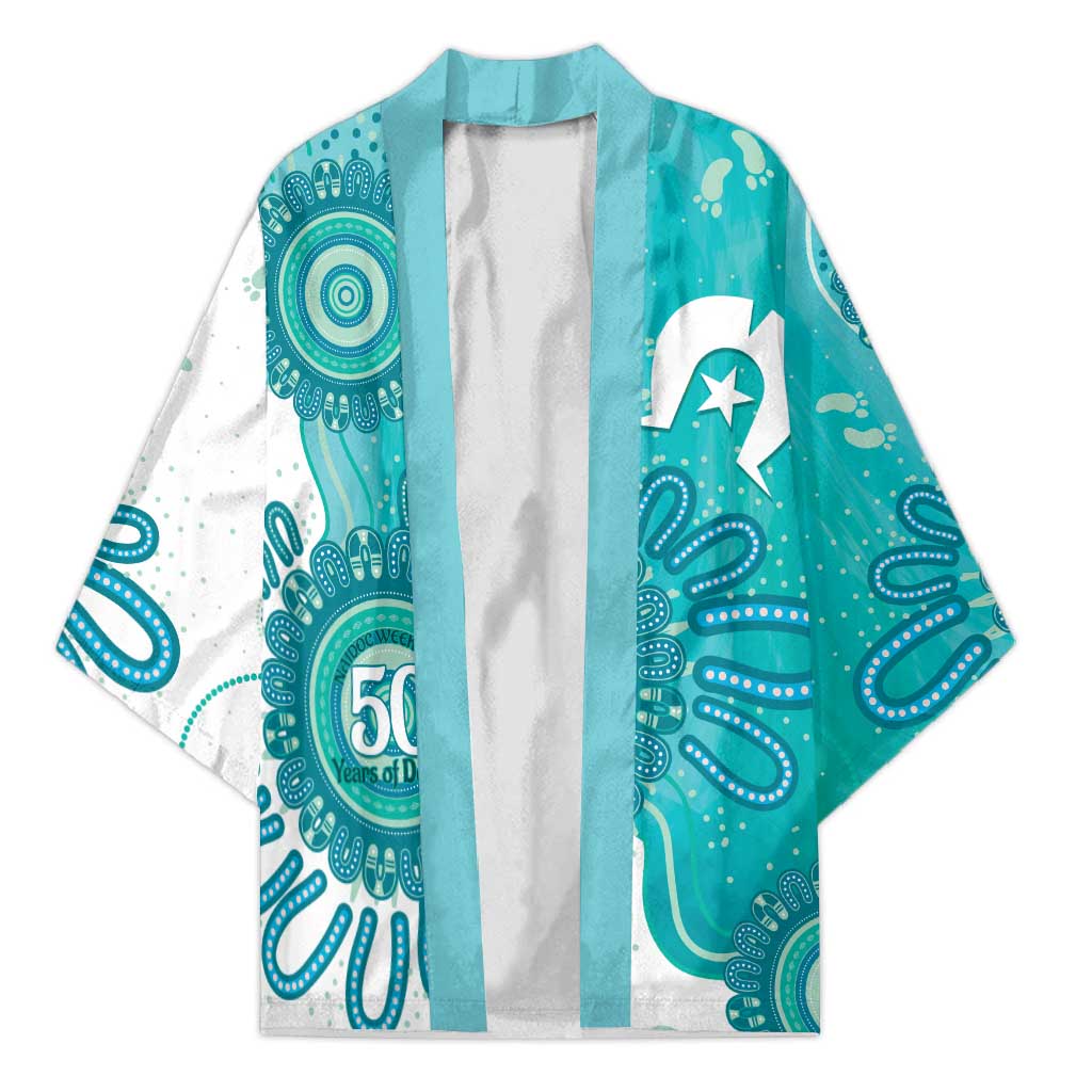 NAIDOC Week 2026 Kimono 50 Years Deadly Dhari Cyan Aboriginal Art