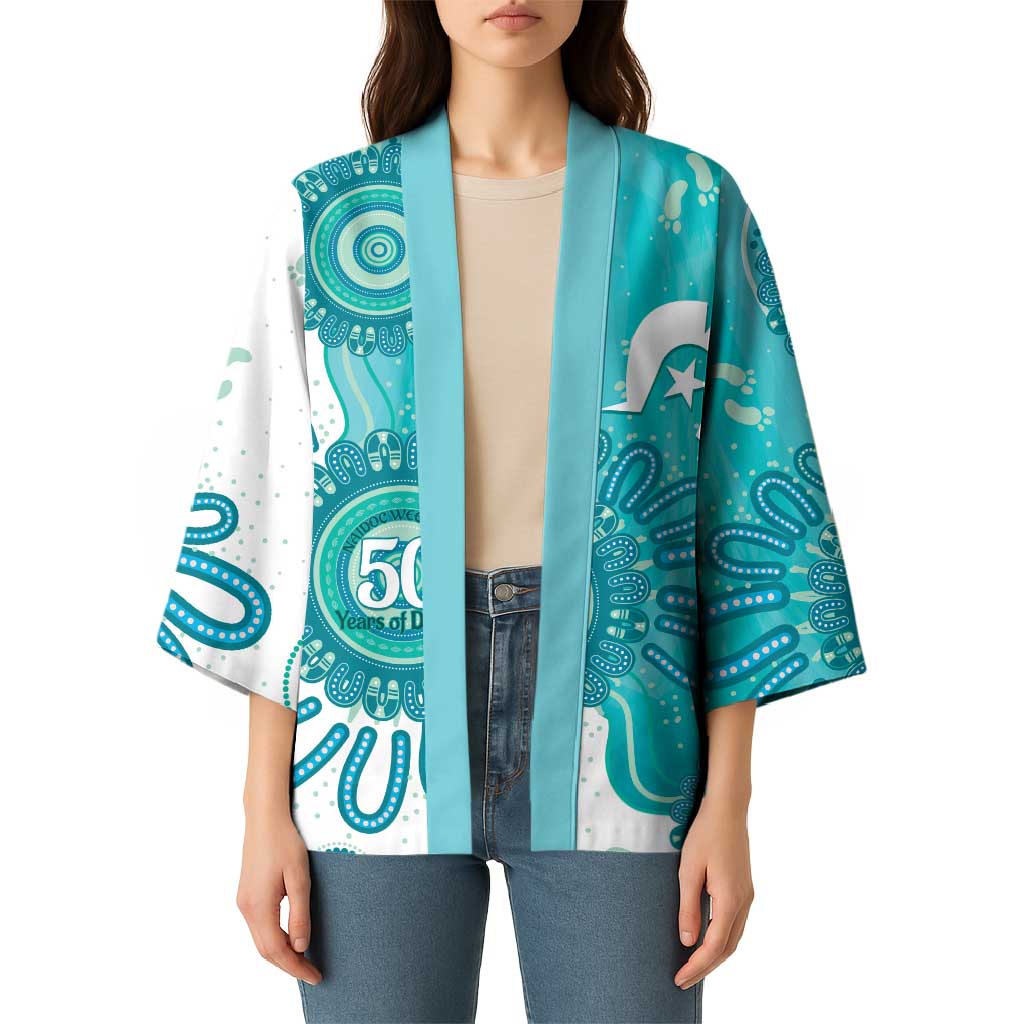 NAIDOC Week 2026 Kimono 50 Years Deadly Dhari Cyan Aboriginal Art