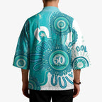 NAIDOC Week 2026 Kimono 50 Years Deadly Dhari Cyan Aboriginal Art