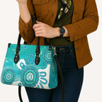 NAIDOC Week 2026 Leather Bag 50 Years Deadly Dhari Cyan Aboriginal Art