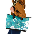 NAIDOC Week 2026 Leather Tote Bag 50 Years Deadly Dhari Cyan Aboriginal Art