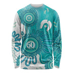 NAIDOC Week 2026 Long Sleeve Shirt 50 Years Deadly Dhari Cyan Aboriginal Art