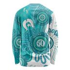 NAIDOC Week 2026 Long Sleeve Shirt 50 Years Deadly Dhari Cyan Aboriginal Art
