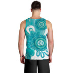 NAIDOC Week 2026 Men Tank Top 50 Years Deadly Dhari Cyan Aboriginal Art