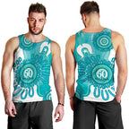 NAIDOC Week 2026 Men Tank Top 50 Years Deadly Dhari Cyan Aboriginal Art