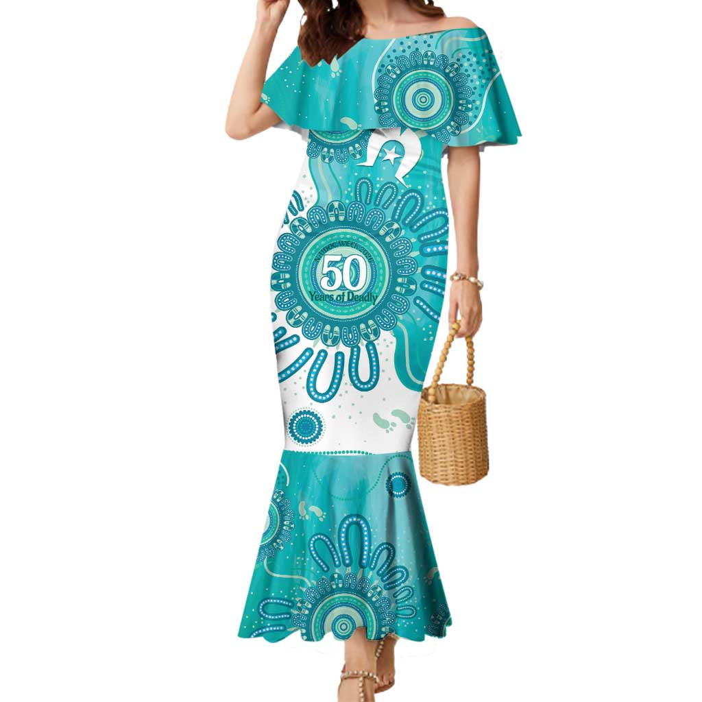 NAIDOC Week 2026 Mermaid Dress 50 Years Deadly Dhari Cyan Aboriginal Art