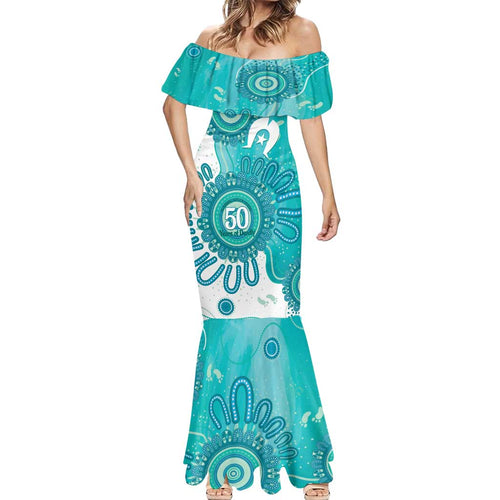NAIDOC Week 2026 Mermaid Dress 50 Years Deadly Dhari Cyan Aboriginal Art