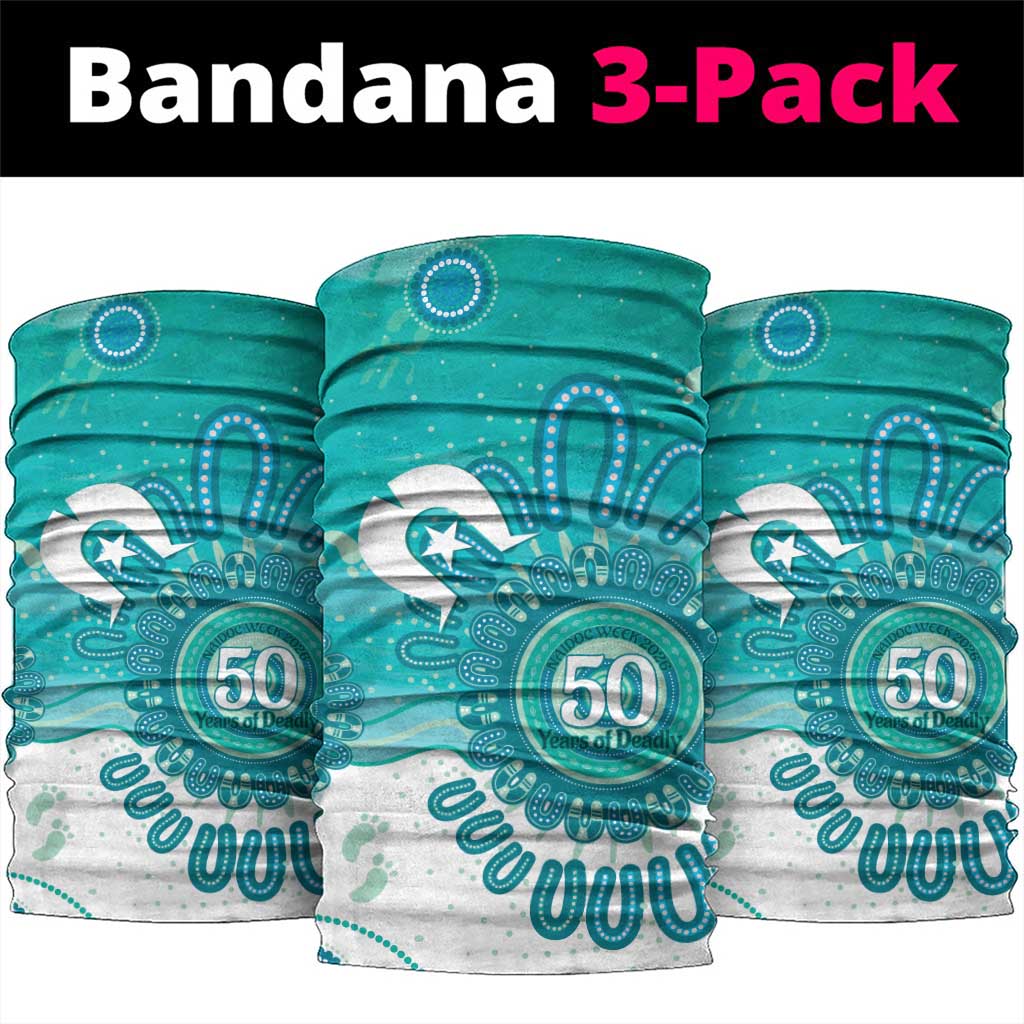 NAIDOC Week 2026 Neck Gaiter 50 Years Deadly Dhari Cyan Aboriginal Art