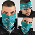 NAIDOC Week 2026 Neck Gaiter 50 Years Deadly Dhari Cyan Aboriginal Art