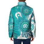 NAIDOC Week 2026 Padded Jacket 50 Years Deadly Dhari Cyan Aboriginal Art