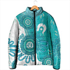 NAIDOC Week 2026 Padded Jacket 50 Years Deadly Dhari Cyan Aboriginal Art