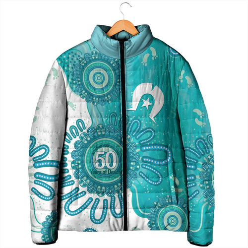 NAIDOC Week 2026 Padded Jacket 50 Years Deadly Dhari Cyan Aboriginal Art