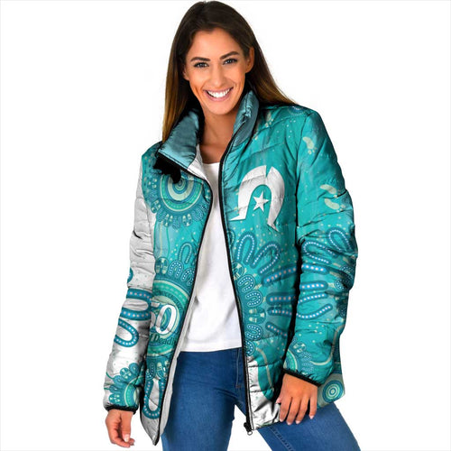 NAIDOC Week 2026 Padded Jacket 50 Years Deadly Dhari Cyan Aboriginal Art