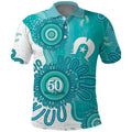 NAIDOC Week 2026 Polo Shirt 50 Years Deadly Dhari Cyan Aboriginal Art