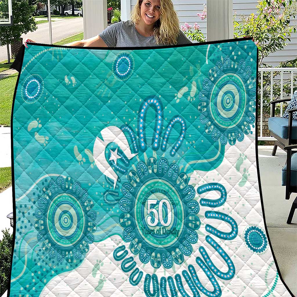NAIDOC Week 2026 Quilt 50 Years Deadly Dhari Cyan Aboriginal Art