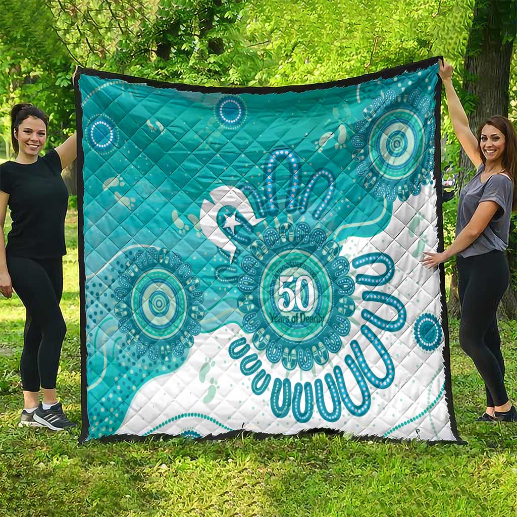 NAIDOC Week 2026 Quilt 50 Years Deadly Dhari Cyan Aboriginal Art