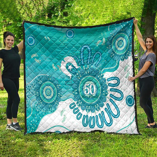 NAIDOC Week 2026 Quilt 50 Years Deadly Dhari Cyan Aboriginal Art