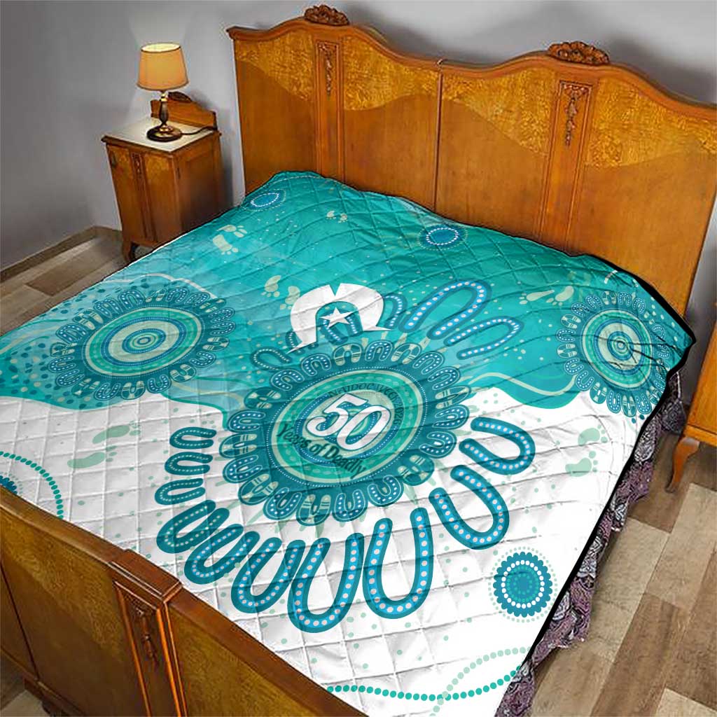 NAIDOC Week 2026 Quilt 50 Years Deadly Dhari Cyan Aboriginal Art