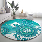 NAIDOC Week 2026 Round Carpet 50 Years Deadly Dhari Cyan Aboriginal Art