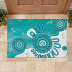 NAIDOC Week 2026 Rubber Doormat 50 Years Deadly Dhari Cyan Aboriginal Art