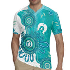 NAIDOC Week 2026 Rugby Jersey 50 Years Deadly Dhari Cyan Aboriginal Art
