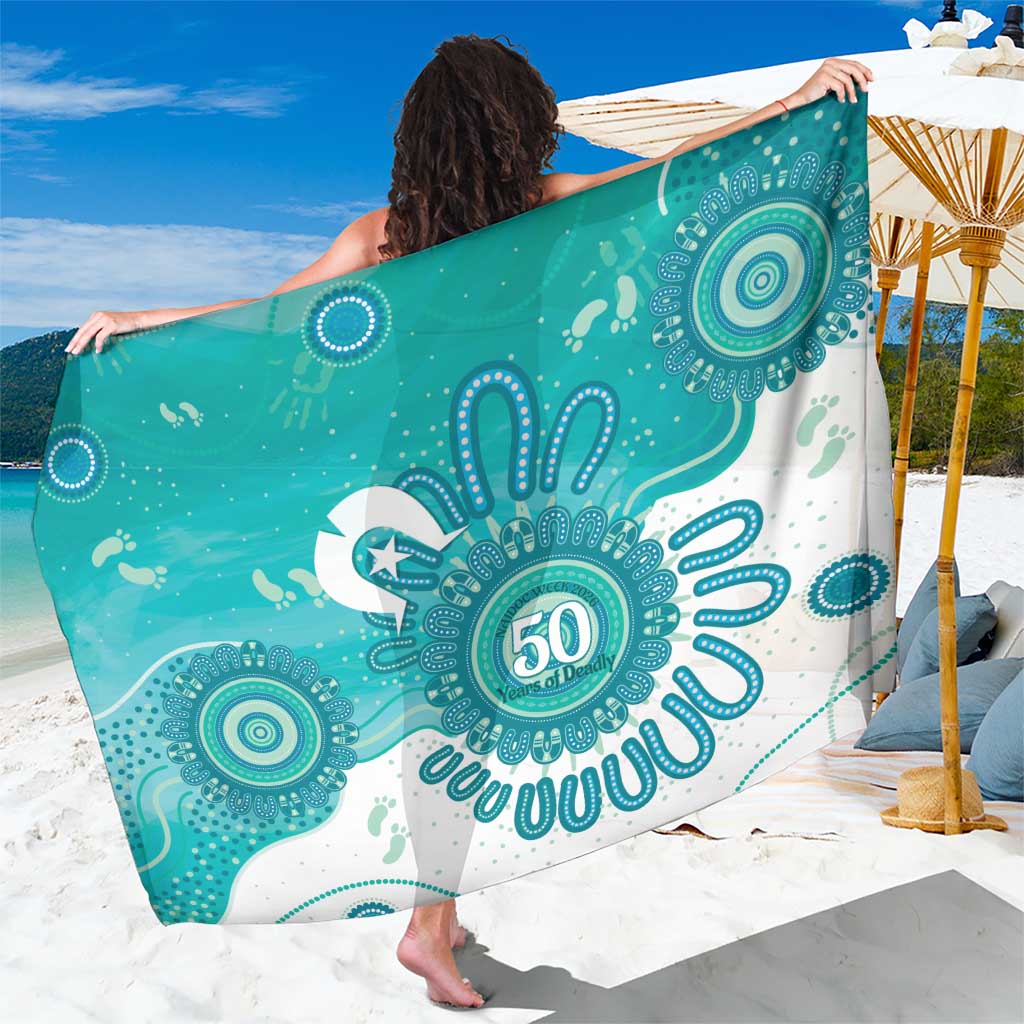 NAIDOC Week 2026 Sarong 50 Years Deadly Dhari Cyan Aboriginal Art