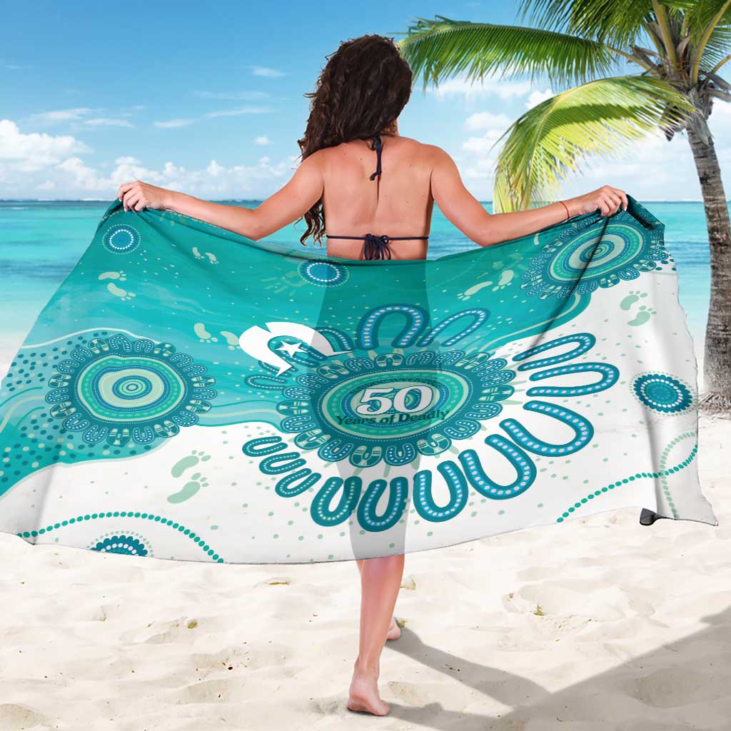 NAIDOC Week 2026 Sarong 50 Years Deadly Dhari Cyan Aboriginal Art