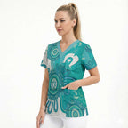 NAIDOC Week 2026 Scrub Top 50 Years Deadly Dhari Cyan Aboriginal Art
