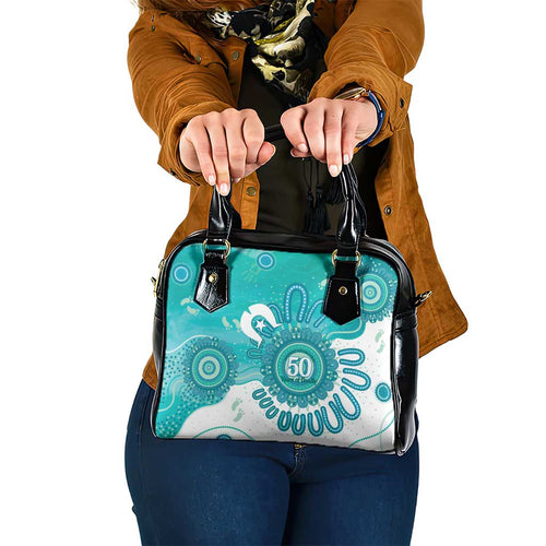 NAIDOC Week 2026 Shoulder Handbag 50 Years Deadly Dhari Cyan Aboriginal Art