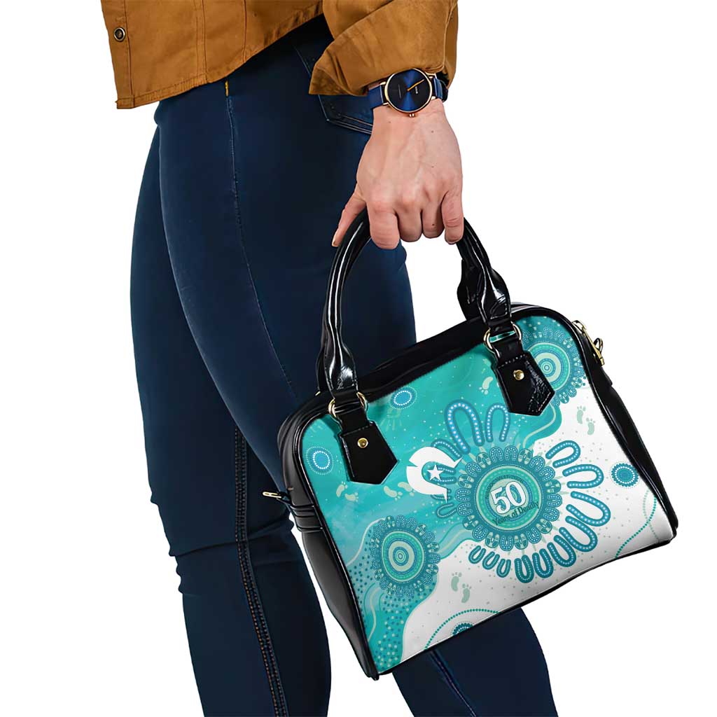 NAIDOC Week 2026 Shoulder Handbag 50 Years Deadly Dhari Cyan Aboriginal Art