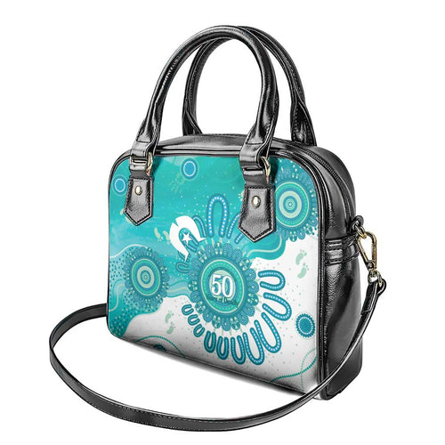 NAIDOC Week 2026 Shoulder Handbag 50 Years Deadly Dhari Cyan Aboriginal Art