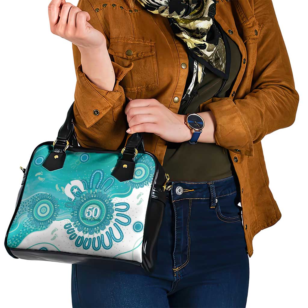NAIDOC Week 2026 Shoulder Handbag 50 Years Deadly Dhari Cyan Aboriginal Art
