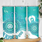 NAIDOC Week 2026 Skinny Tumbler 50 Years Deadly Dhari Cyan Aboriginal Art