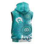 NAIDOC Week 2026 Sleeveless Hoodie 50 Years Deadly Dhari Cyan Aboriginal Art