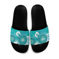 NAIDOC Week 2026 Slide Sandals 50 Years Deadly Dhari Cyan Aboriginal Art