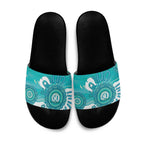 NAIDOC Week 2026 Slide Sandals 50 Years Deadly Dhari Cyan Aboriginal Art