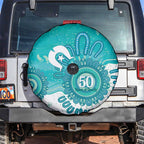 NAIDOC Week 2026 Spare Tire Cover 50 Years Deadly Dhari Cyan Aboriginal Art