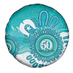NAIDOC Week 2026 Spare Tire Cover 50 Years Deadly Dhari Cyan Aboriginal Art