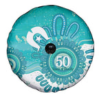 NAIDOC Week 2026 Spare Tire Cover 50 Years Deadly Dhari Cyan Aboriginal Art