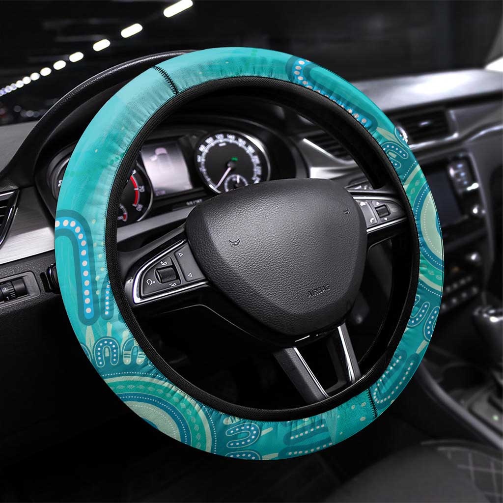 NAIDOC Week 2026 Steering Wheel Cover 50 Years Deadly Dhari Cyan Aboriginal Art