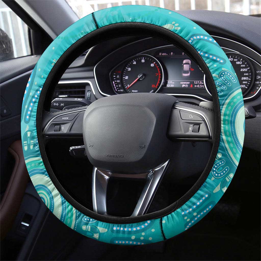 NAIDOC Week 2026 Steering Wheel Cover 50 Years Deadly Dhari Cyan Aboriginal Art