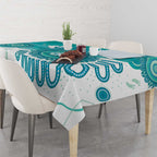NAIDOC Week 2026 Tablecloth 50 Years Deadly Dhari Cyan Aboriginal Art