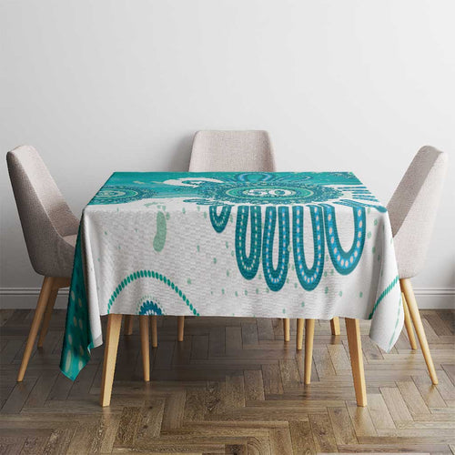 NAIDOC Week 2026 Tablecloth 50 Years Deadly Dhari Cyan Aboriginal Art
