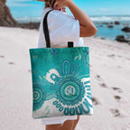 NAIDOC Week 2026 Tote Bag 50 Years Deadly Dhari Cyan Aboriginal Art