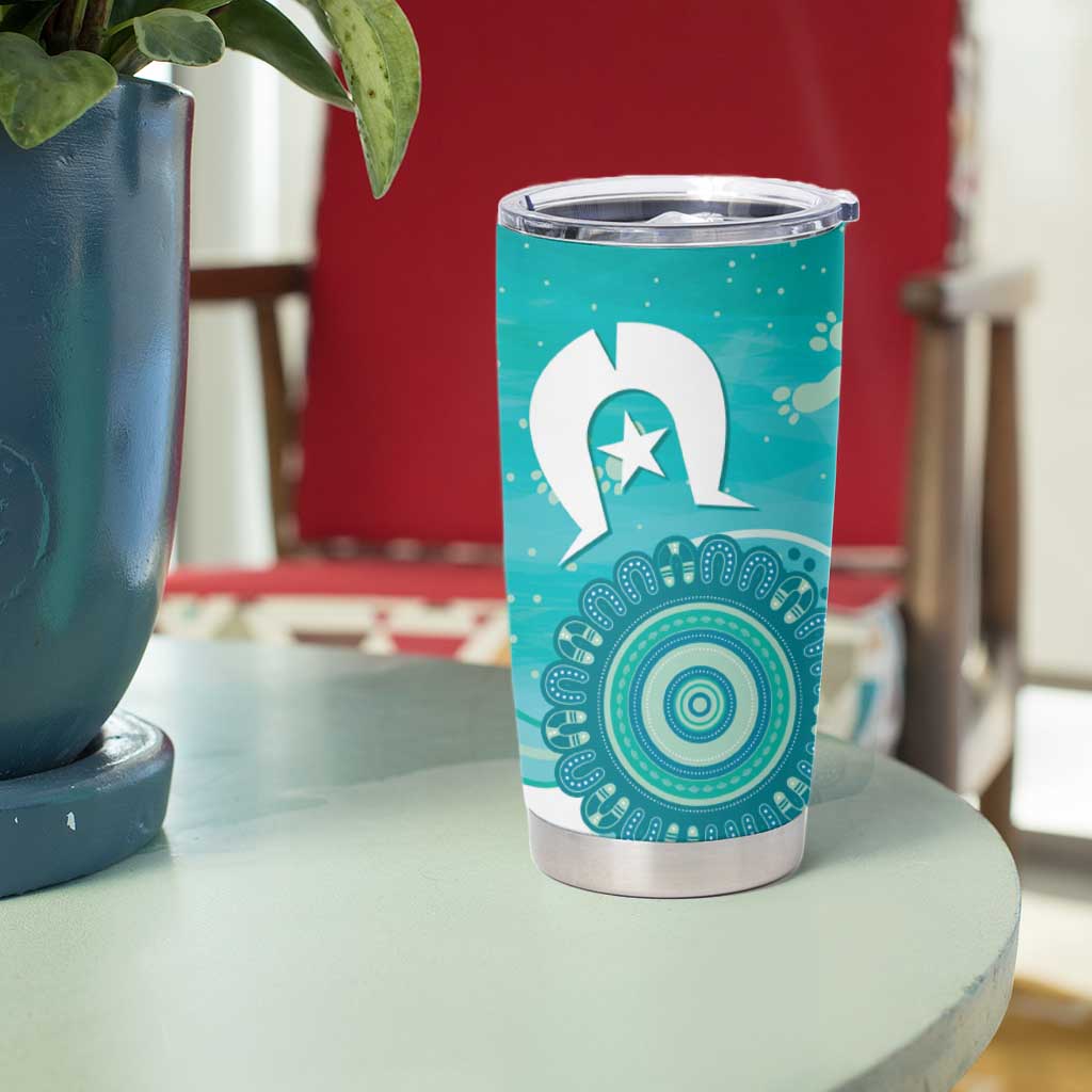 NAIDOC Week 2026 Tumbler Cup 50 Years Deadly Dhari Cyan Aboriginal Art