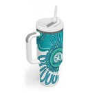 NAIDOC Week 2026 Tumbler With Handle 50 Years Deadly Dhari Cyan Aboriginal Art